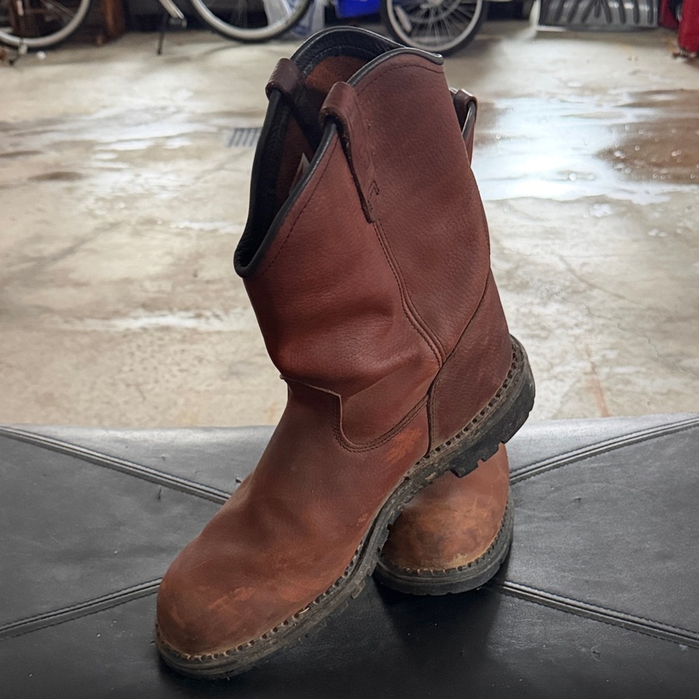 Men's Brown Leather Red Wing Steel Toe Boots